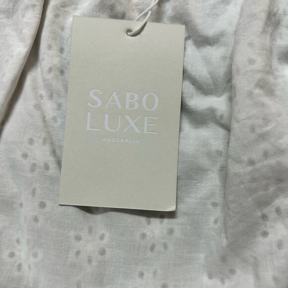 Sabo Luxe white eyelet long sleeve criss cross back dress Size 10 - Picture 7 of 11